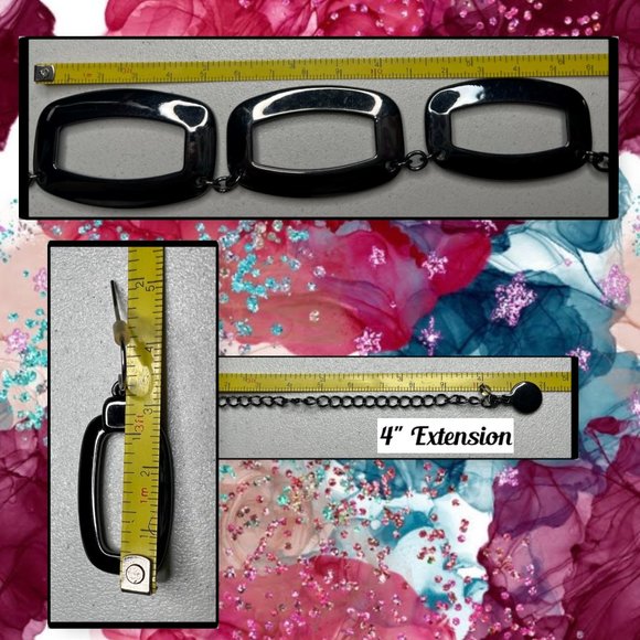 Dark Grey Rectangular Earrings & Necklace Set - Picture 6 of 7